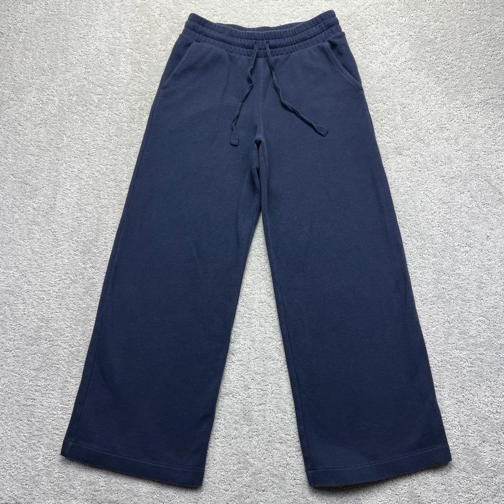 Caslon Lounge Pants Womens Small Navy Blue Wide Leg Stretch Pull On Drawstring
